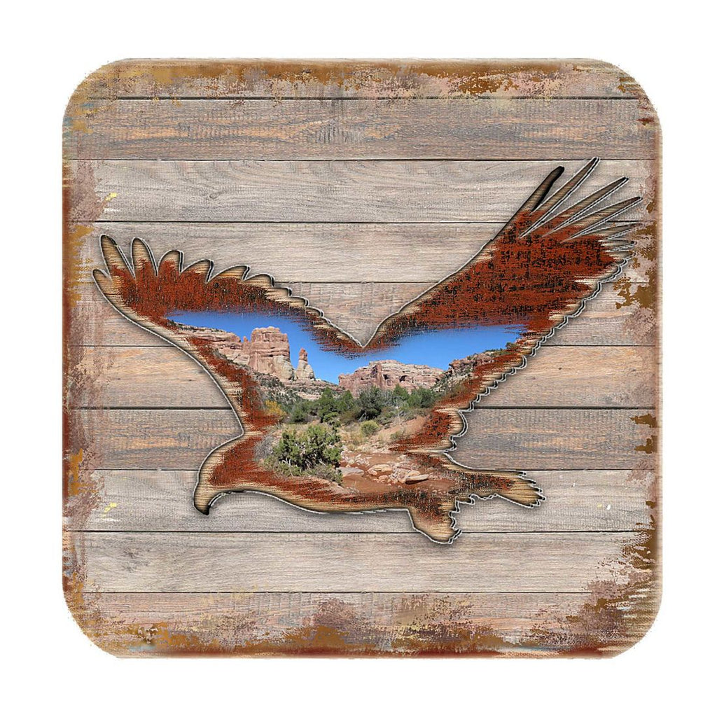 Eagle Wooden Cork Coasters Gift Set of 4 by Nature Wonders - Nature Wildlife Decor  - 8199417C-S4
