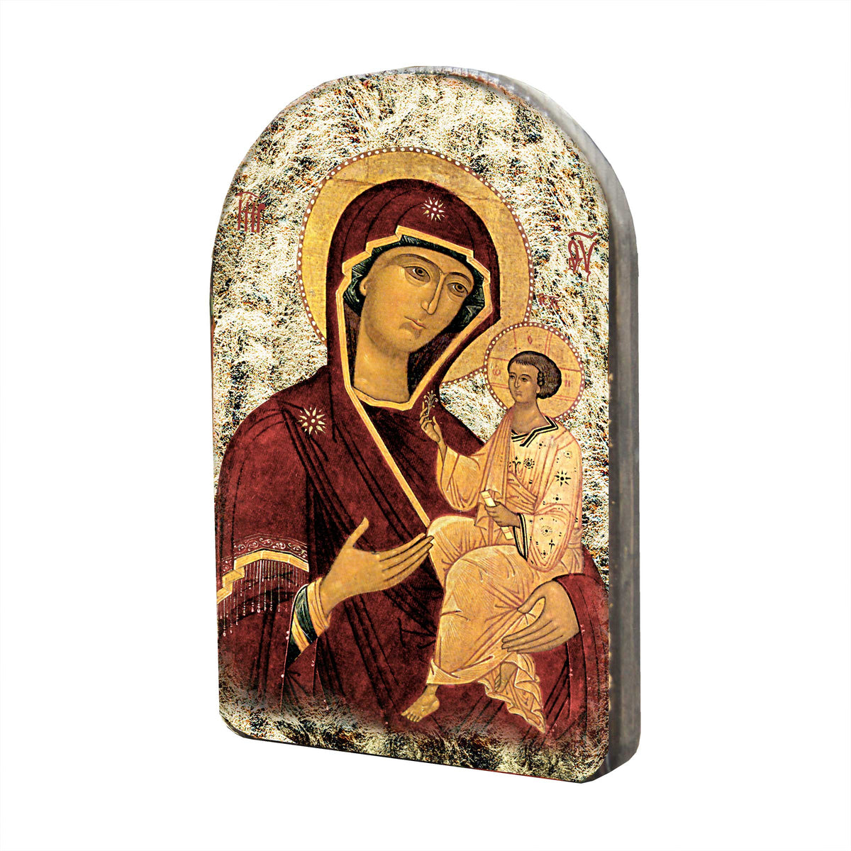 Virgin Mary Wooden Gold Plated Religious Christian Sacred Icon - Inspirational Icon Decor - 86063