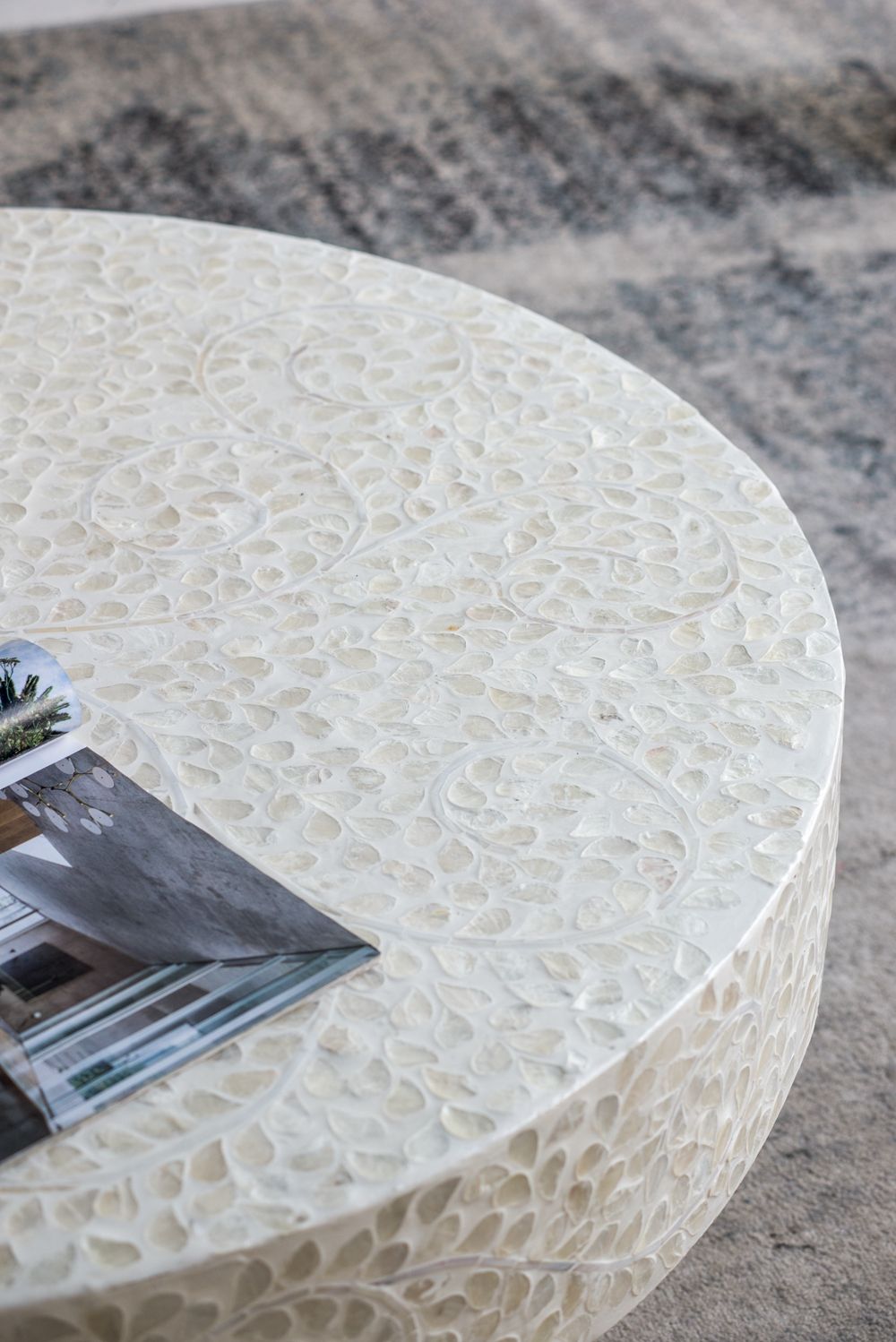 Unique Capiz Coffee Table & Pedestal Base