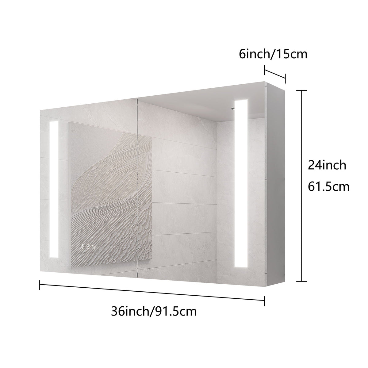 LED Medicine Cabinet With Mirror, Double Door With Defogger, Dimmer, Surface Mount