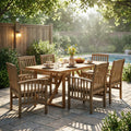 7 Pieces Acacia Wood Outdoor Dining Set