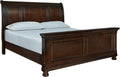Signature Design by Ashley Porter Traditional King Sleigh Bed with Bun Feet, Foundation or Box Spring Needed, Dark Brown