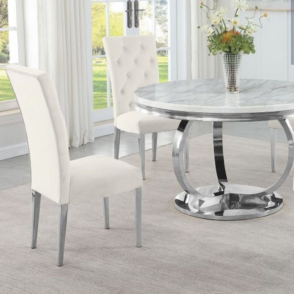 Modern Upholstered Tufted Dining Chair (Set of 2)