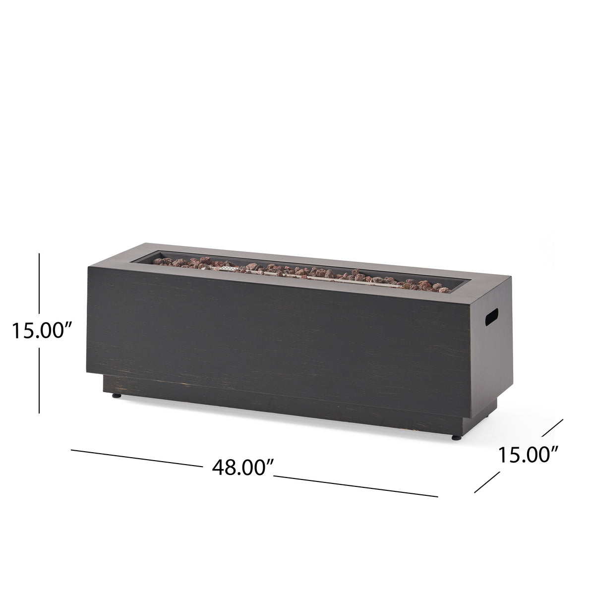 Modern Dark Grey 40' Outdoor Iron Propane Fire Pit