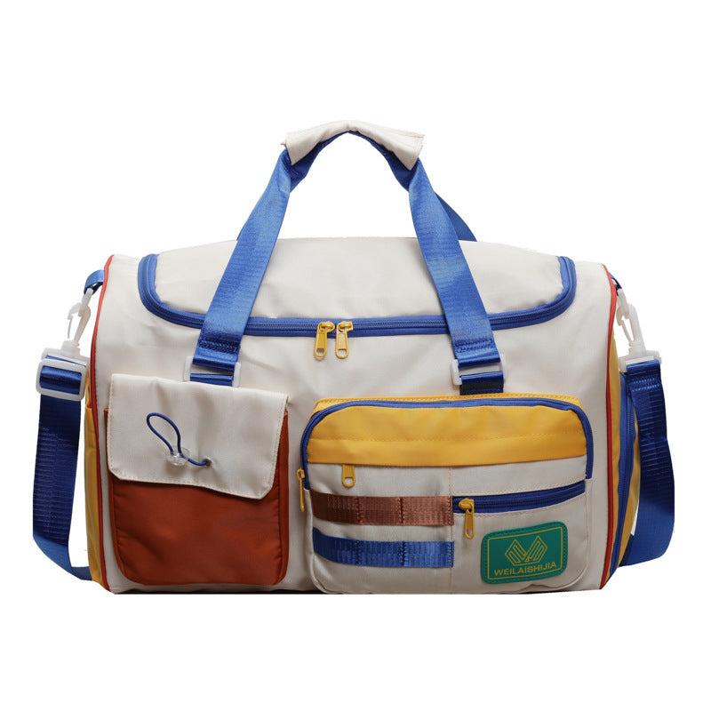 Fashion Color Contrast Multi-pocket Portable Travel Bag
