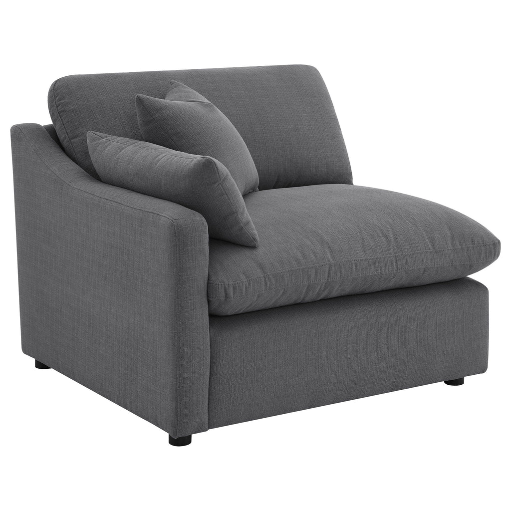 6 Piece Upholstered Modular Sectional Sofa With Reversible Cushions And Ottoman - Charcoal