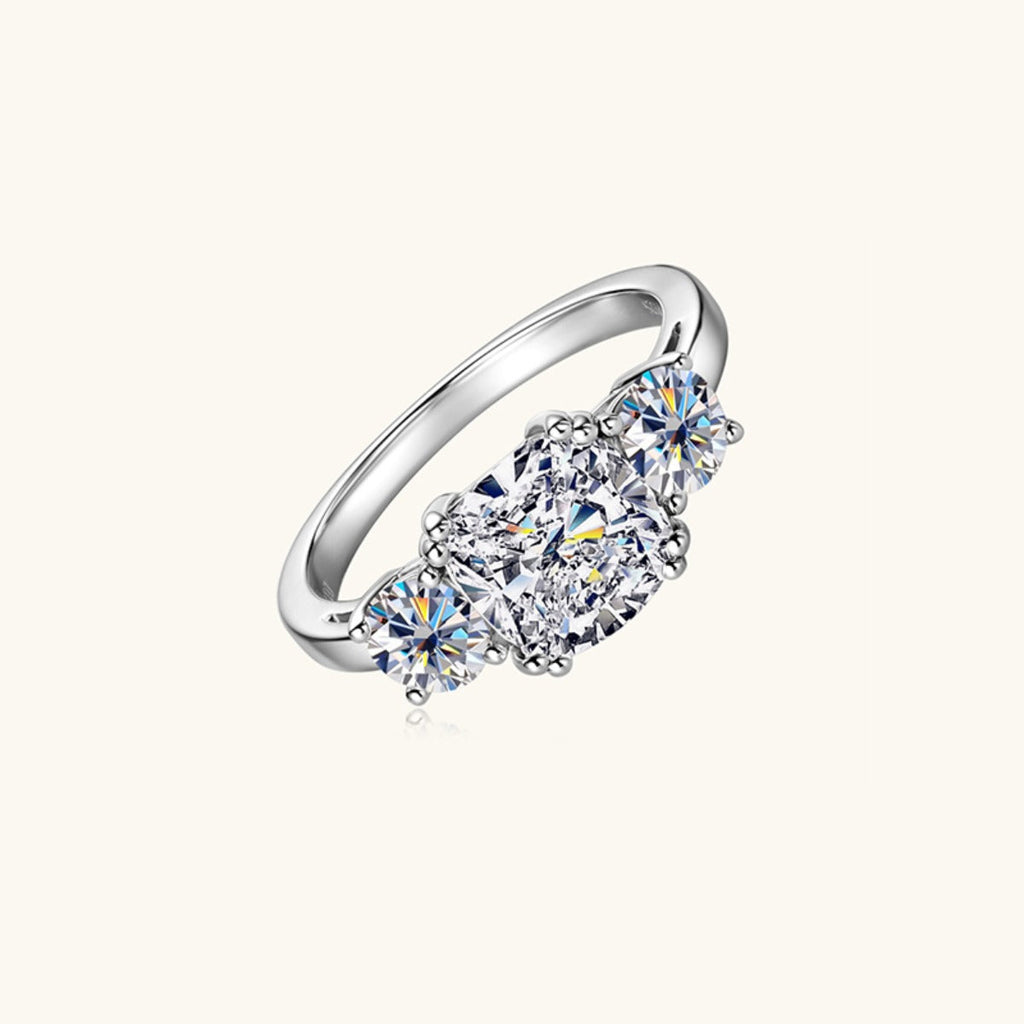 3.5 Carat Sparkala™ Three-Stone Ring (Platinum over Fine Sterling Silver)