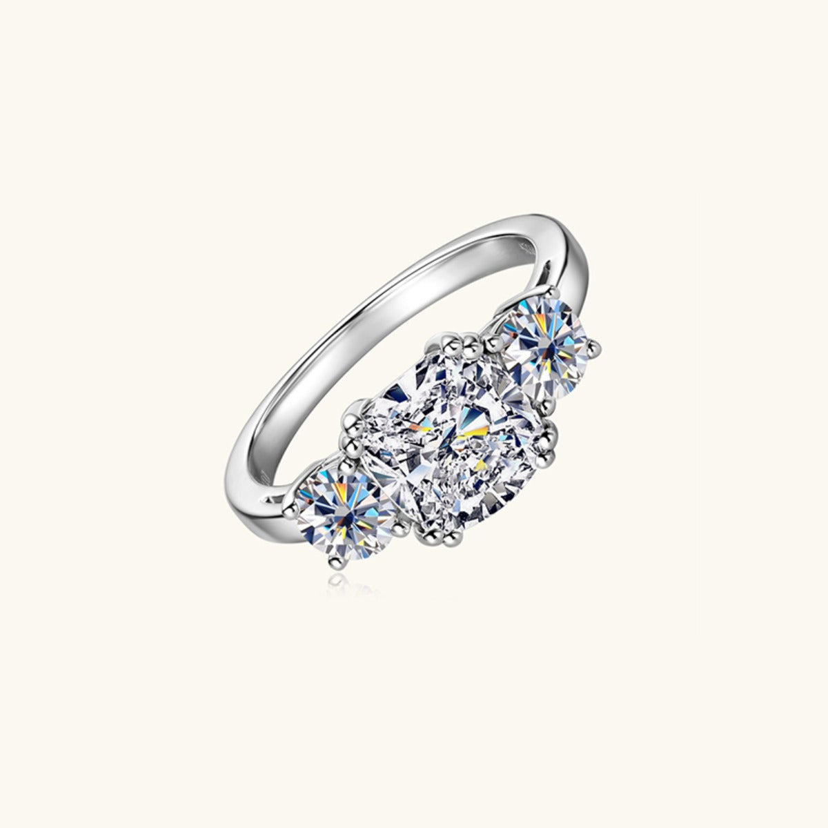 3.5 Carat Sparkala™ Three-Stone Ring (Platinum over Fine Sterling Silver)