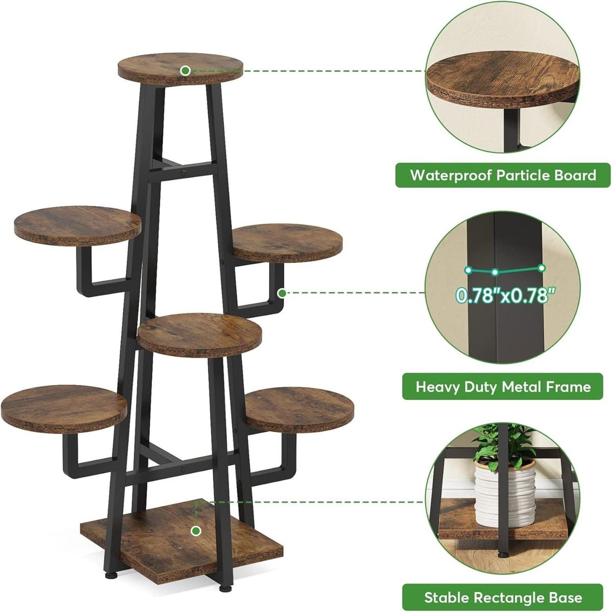 7 Tier Corner Plant Shelf With High Low Design For Living Room