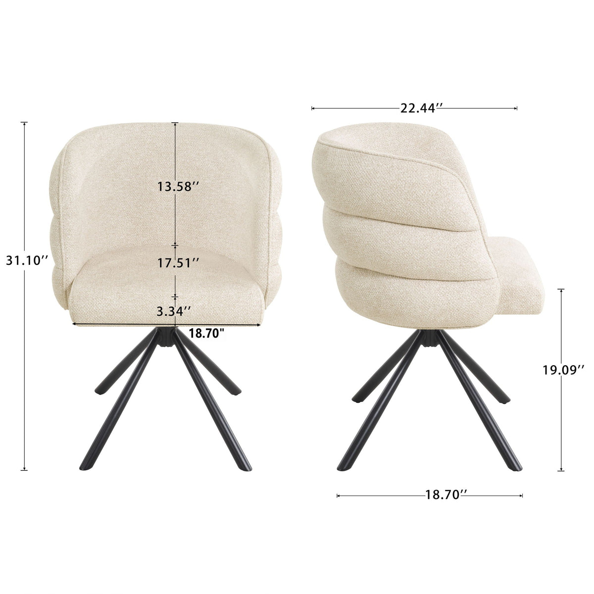 270 Degree Swivel Upholstered Desk Chairs (Set of 2)