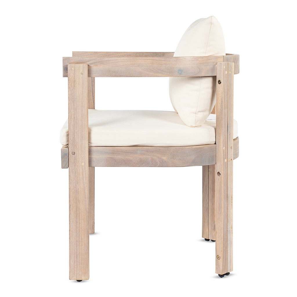 7 Pieces Acacia Wood Outdoor Dining Set with Cream Cushions