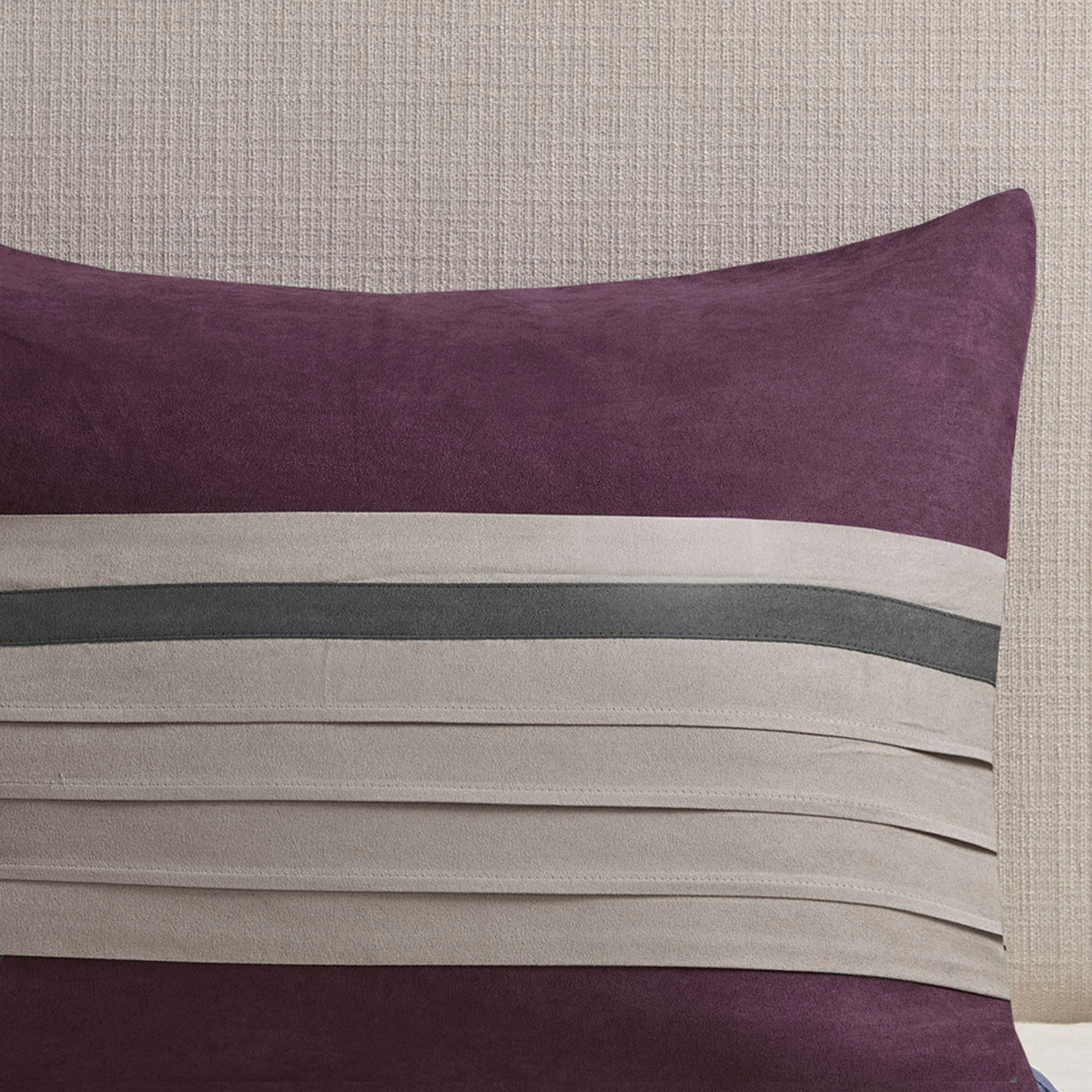 7 Piece Faux Suede Comforter Set Purple Queen