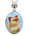 White Cat Angled Silver-Plated Mother of Pearl Jewelry Pendant Necklace - 44016