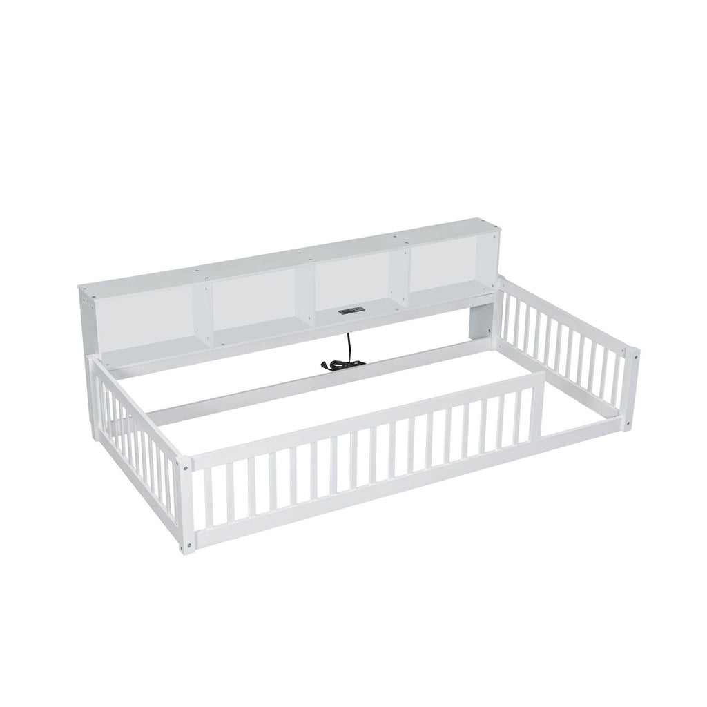 Floor Bed With Storage Cabinets And USB Ports