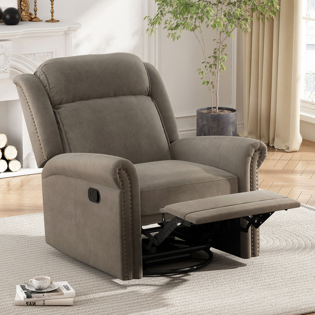 360 Degrees Swivel Manual Rocking Recliner with Adjustable Backrest