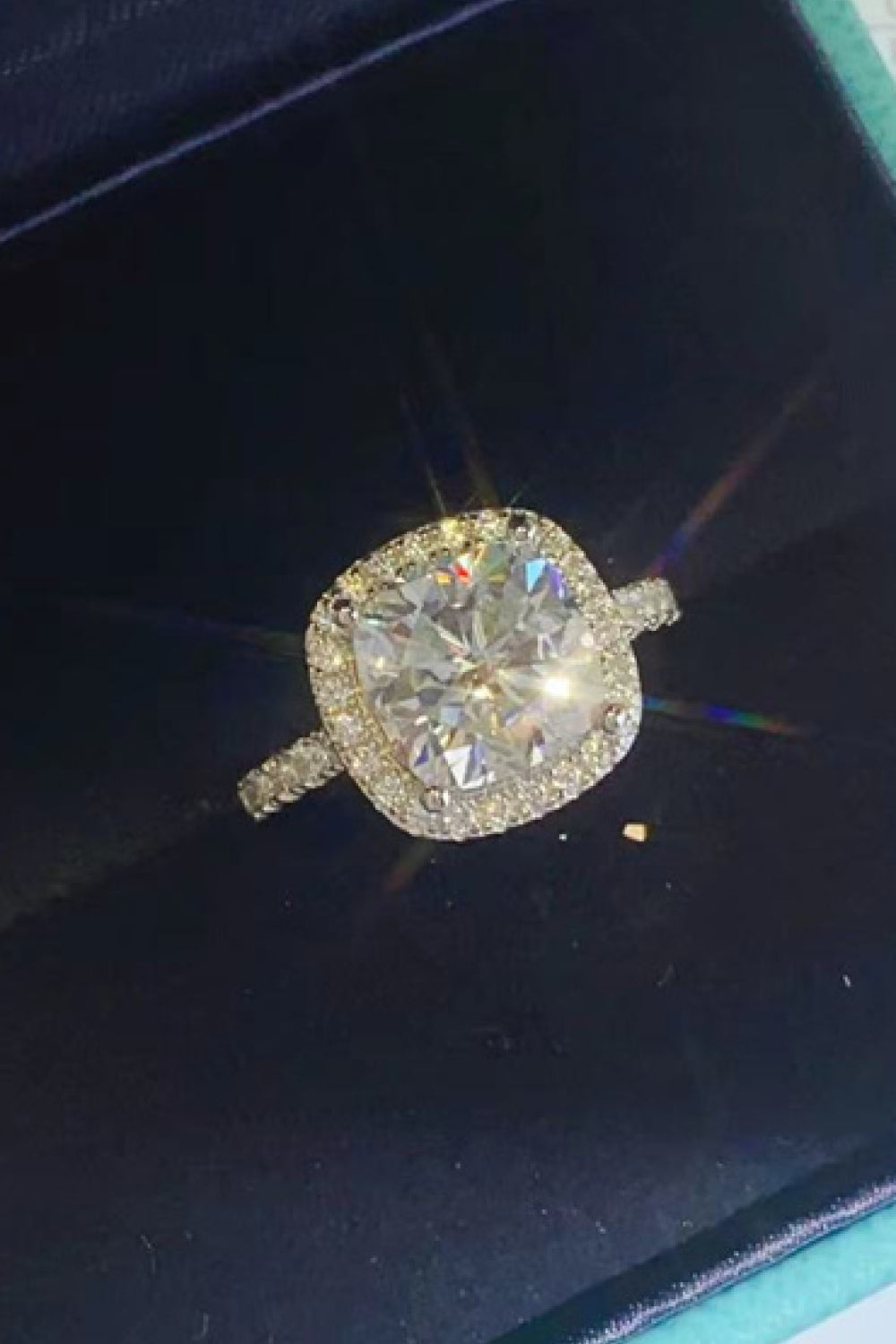 3 Carat Cushion-Cut Sparkala™ Platinum Over Pure Sterling Silver Square Ring