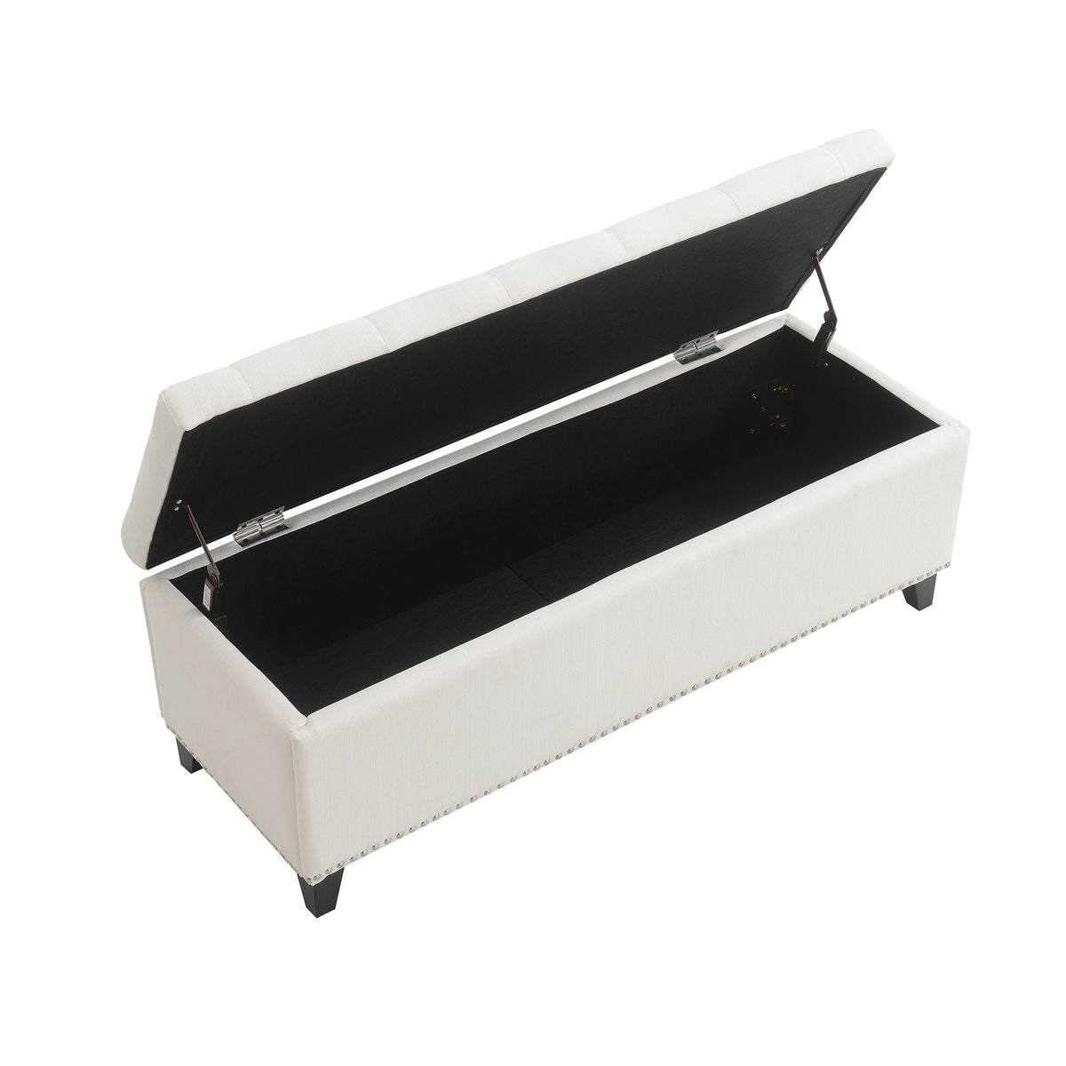Button-Tufted Storage Ottoman With Safety Close Hinge