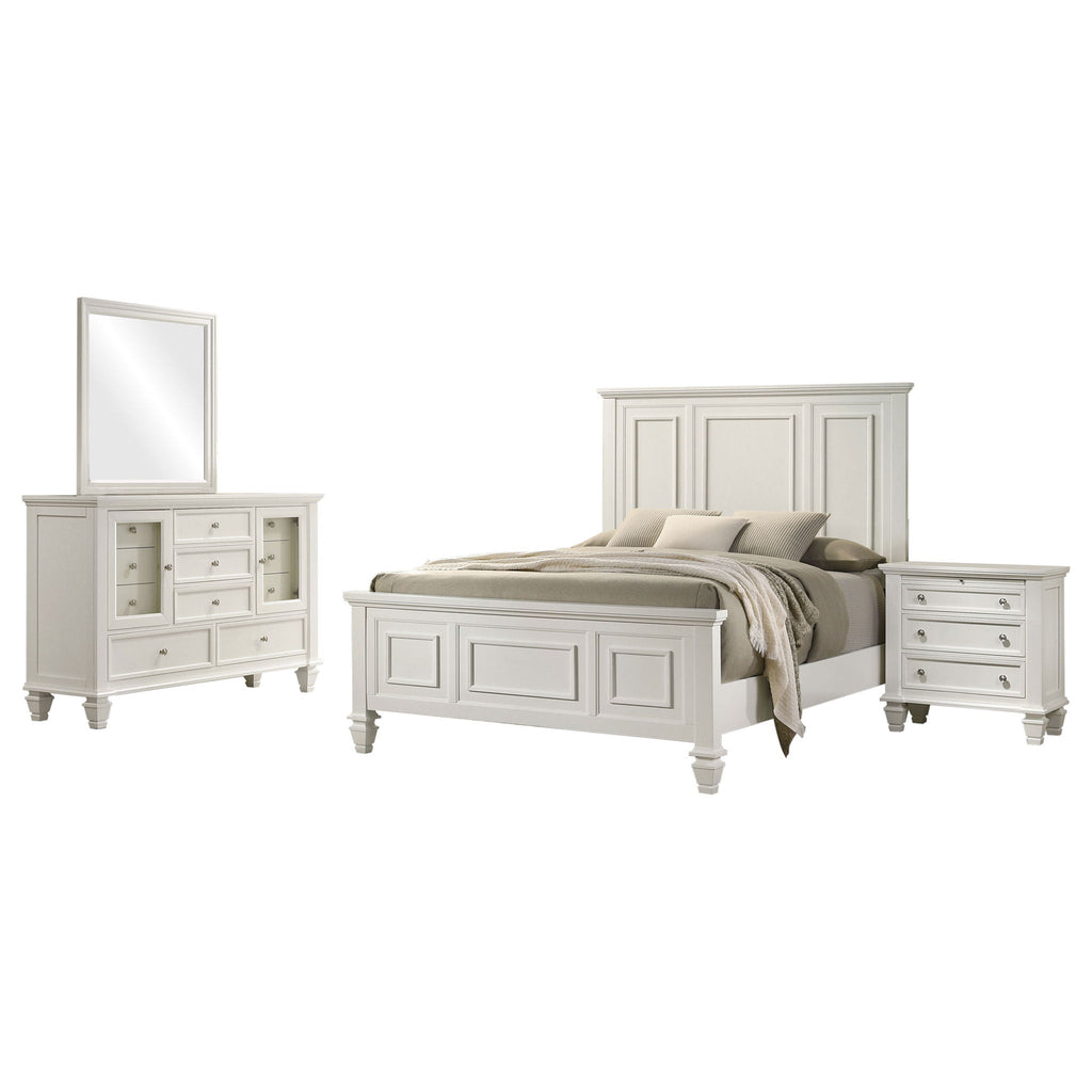 Cortina - 4 Piece Queen Bedroom Set With Ornate Panels And Storage - Cream White