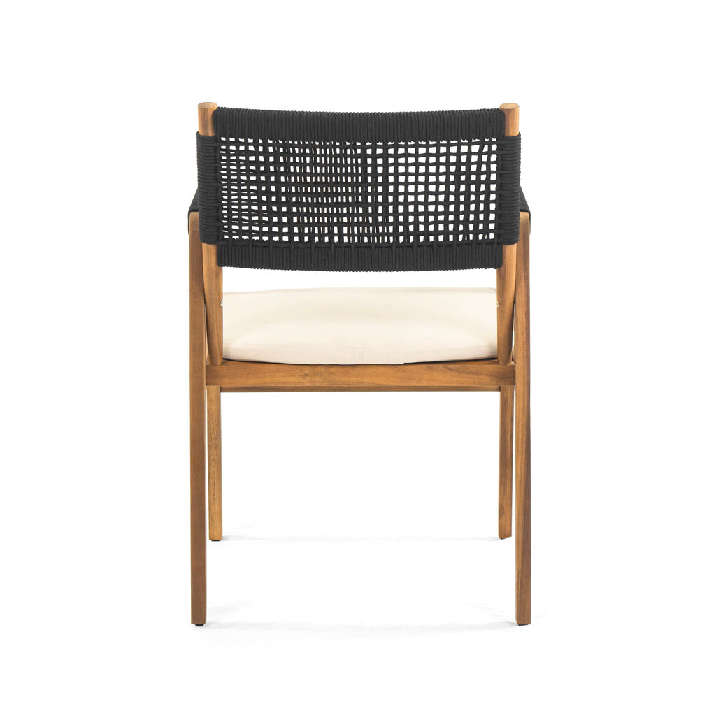 Outdoor 7 Pieces Patio Slat Design Acacia Upholstered Dining Set