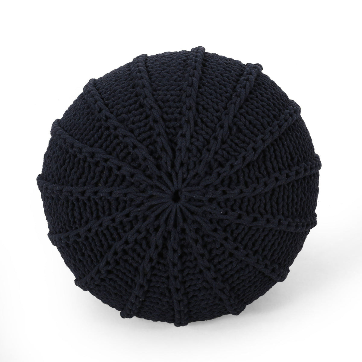 Bordeaux Knitted Round Pouf Ottoman And Floor Cushion