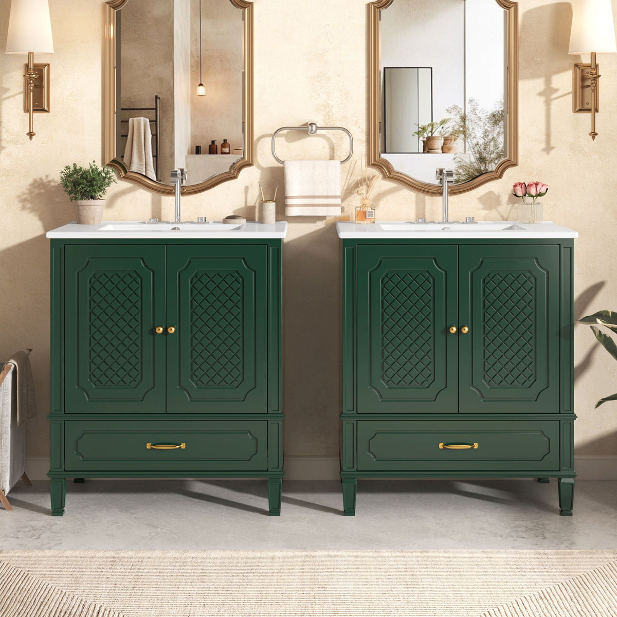 Bathroom Vanity With Sink, Soft Closing Door, Multi Functional Storage