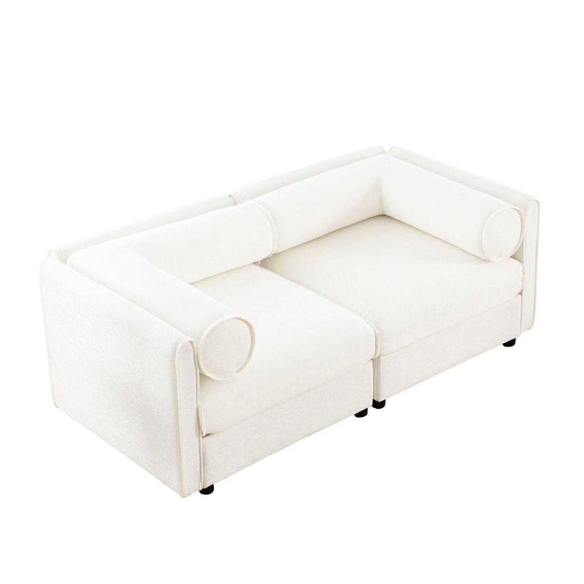 Stylish Sofa With Storage Seat And Cylindrical Backrest