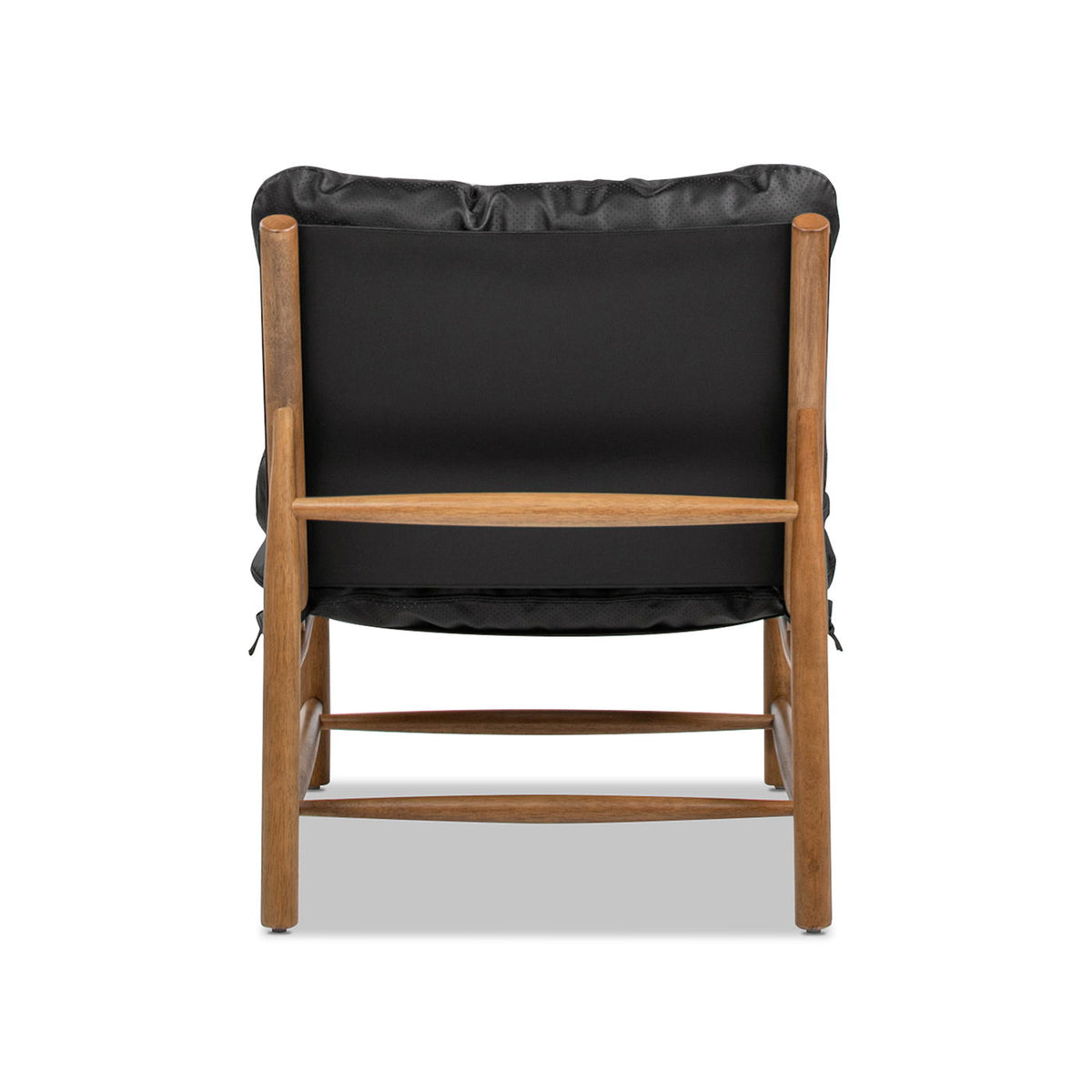Oxford Leather Mid-Century Modern Accent Chair - Noir Black