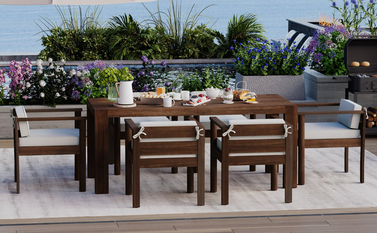 TREXM 7-Piece Patio Dining Table Set for 6