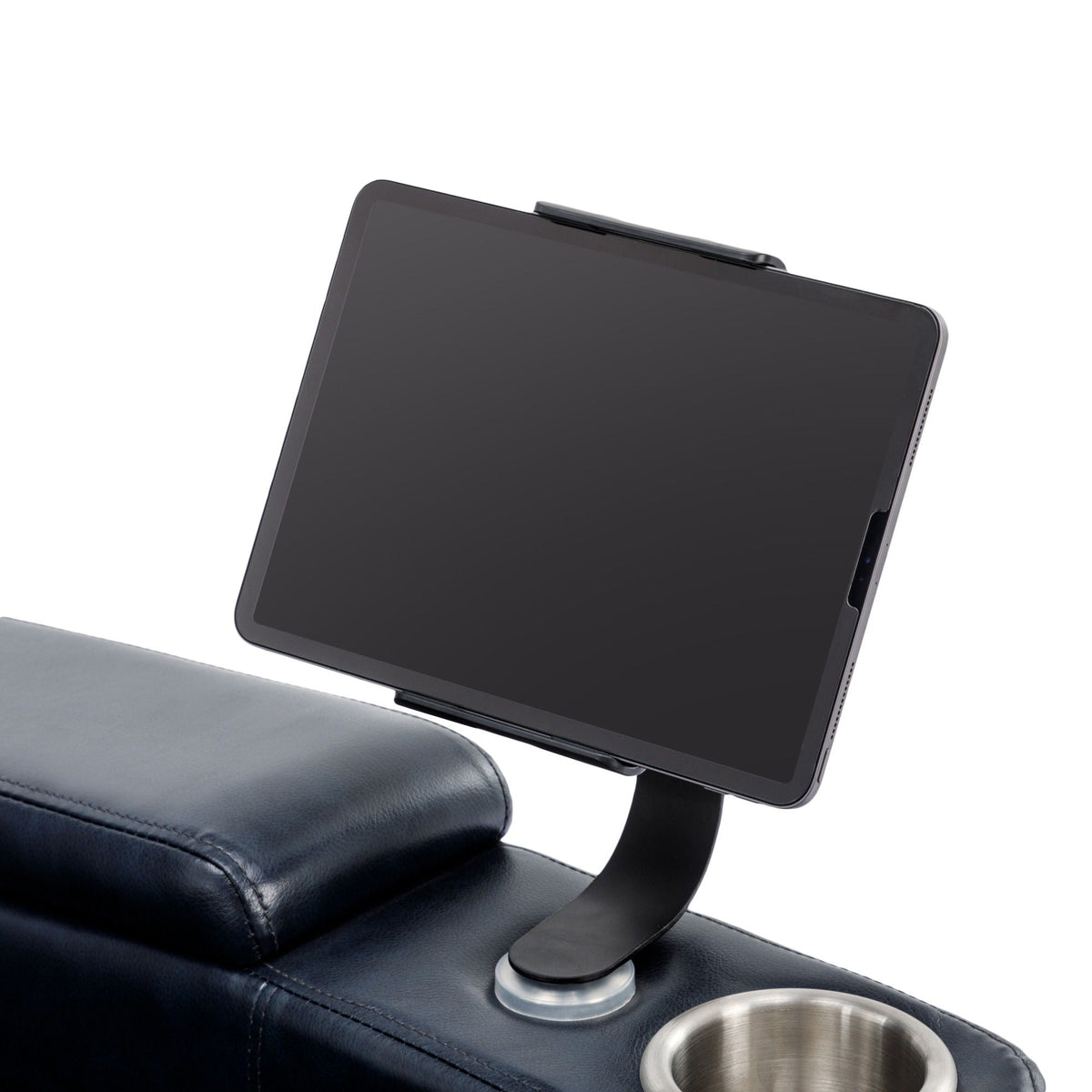 270° Power Swivel Recliner Home Theater Chair With Hidden Arm Storage, LED Light, Cup Holder, And Tray Table