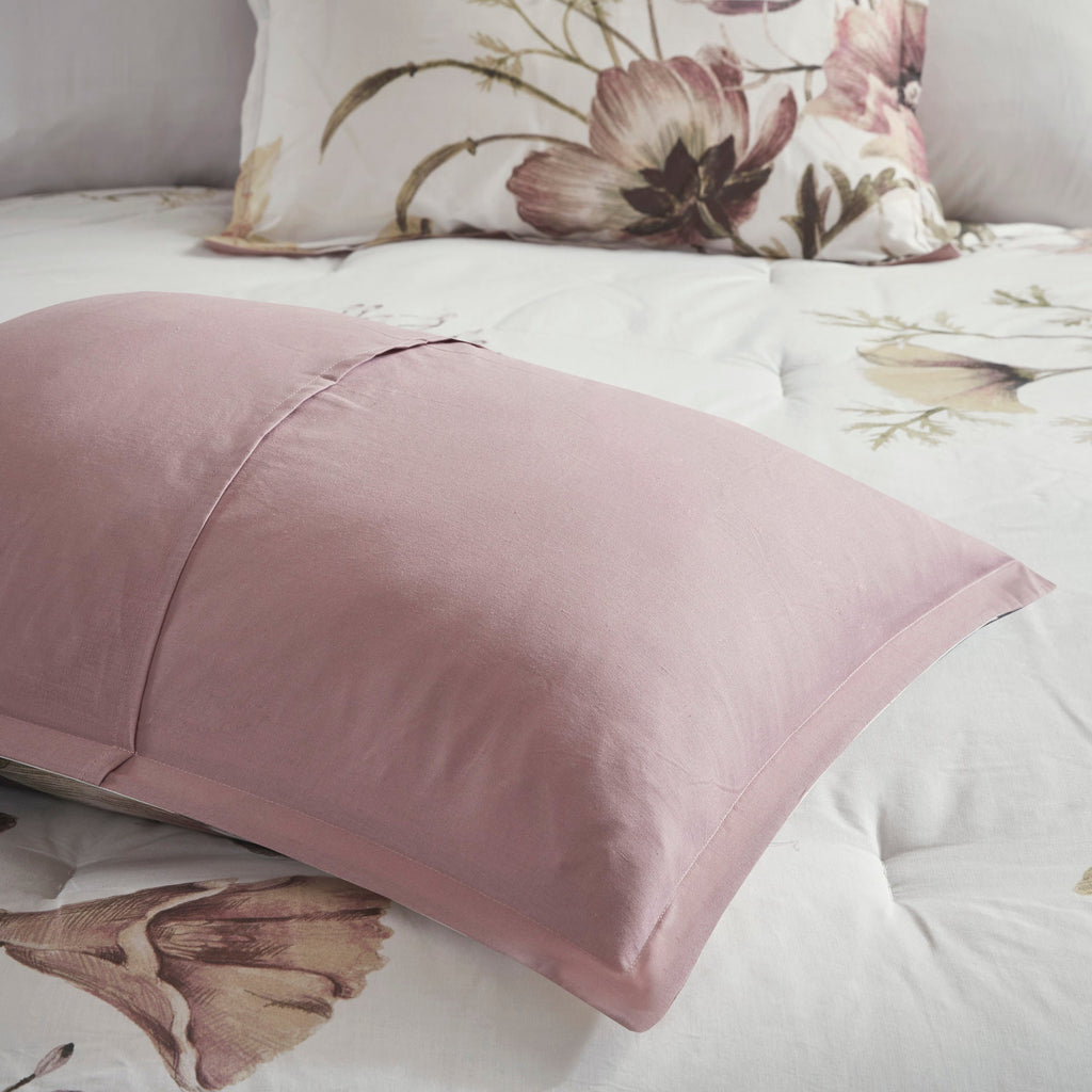 8 Piece Cotton Printed Comforter Set Blush Queen