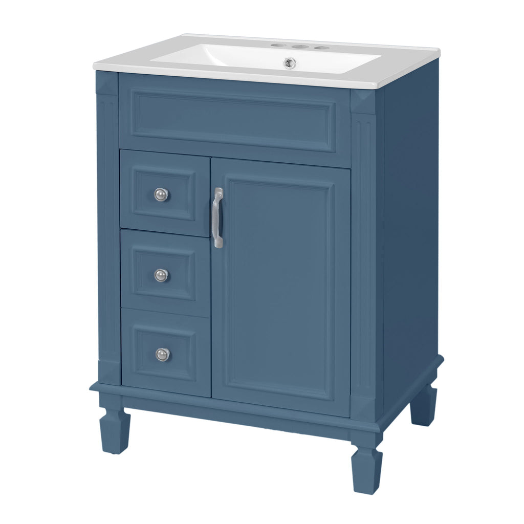 Bathroom Vanity With Sink, Compact Cabinet & 2 Drawers And Adjustable Shelf