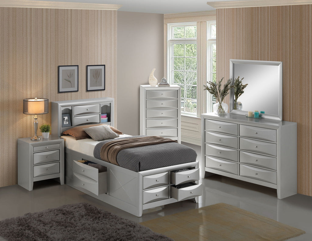 Modern Design Storage Bed With Bookcase Headboard