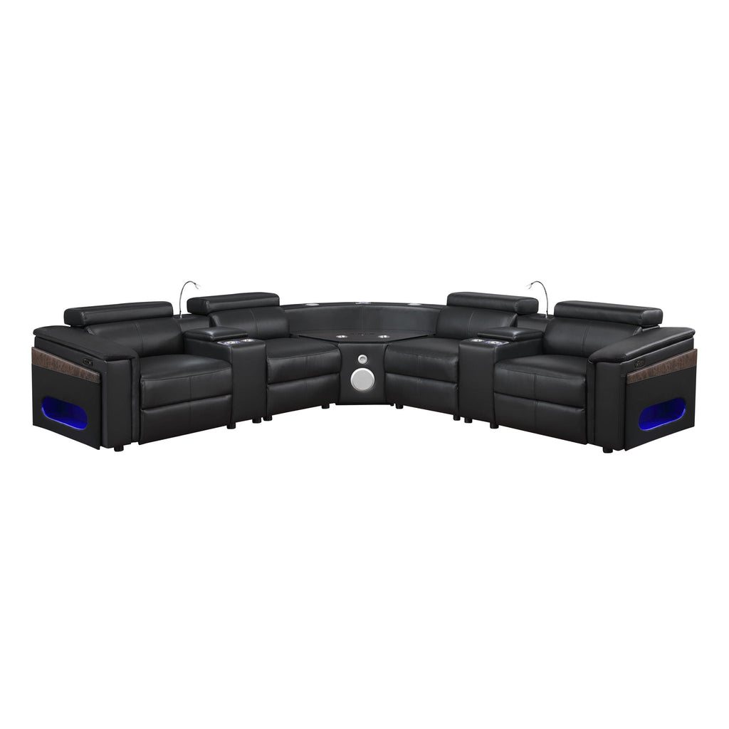Nova - Sectional With Bluetooth Speaker, LED And Lifting Wine Cabinet