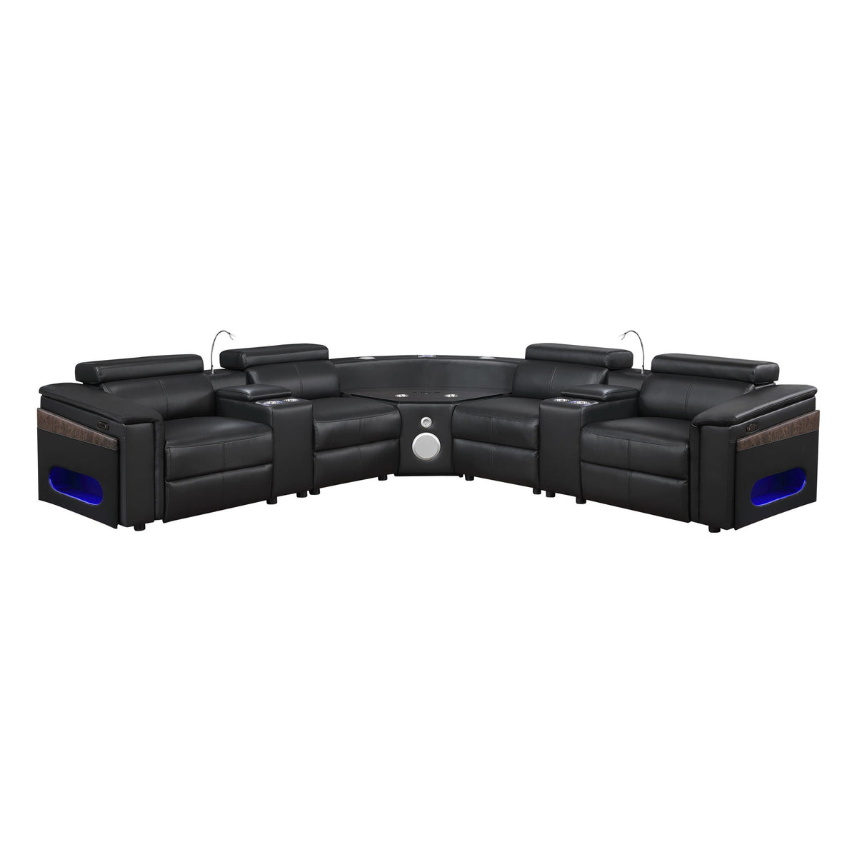 Nova - Sectional With Bluetooth Speaker, LED And Lifting Wine Cabinet
