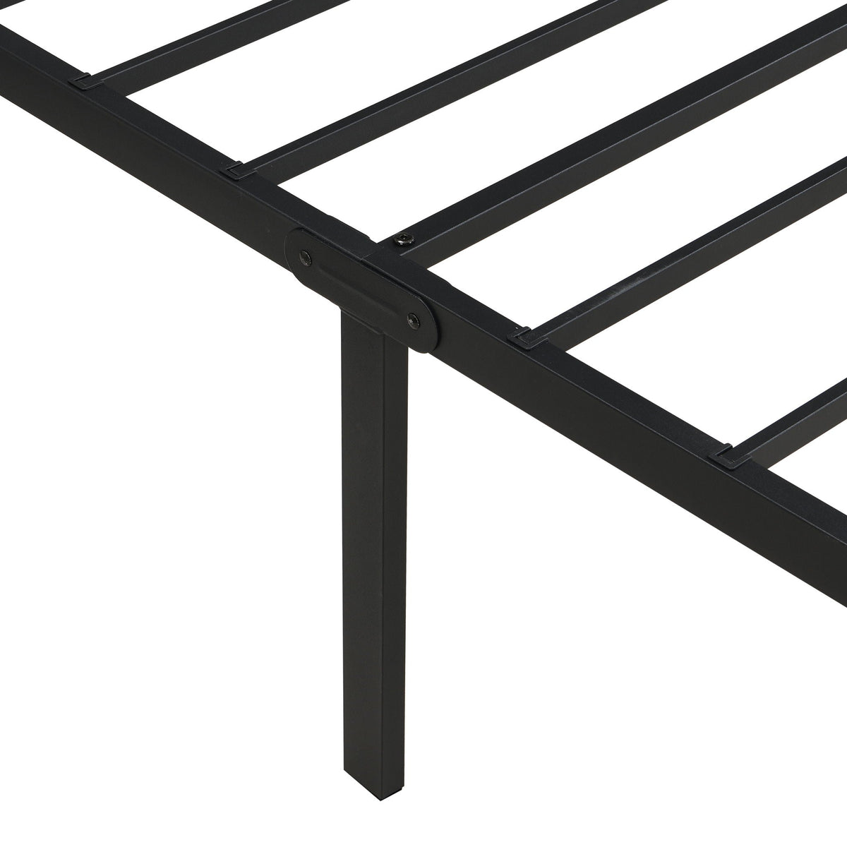 Heavy Duty Queen Size Bed Frame With Quiet Support - Black