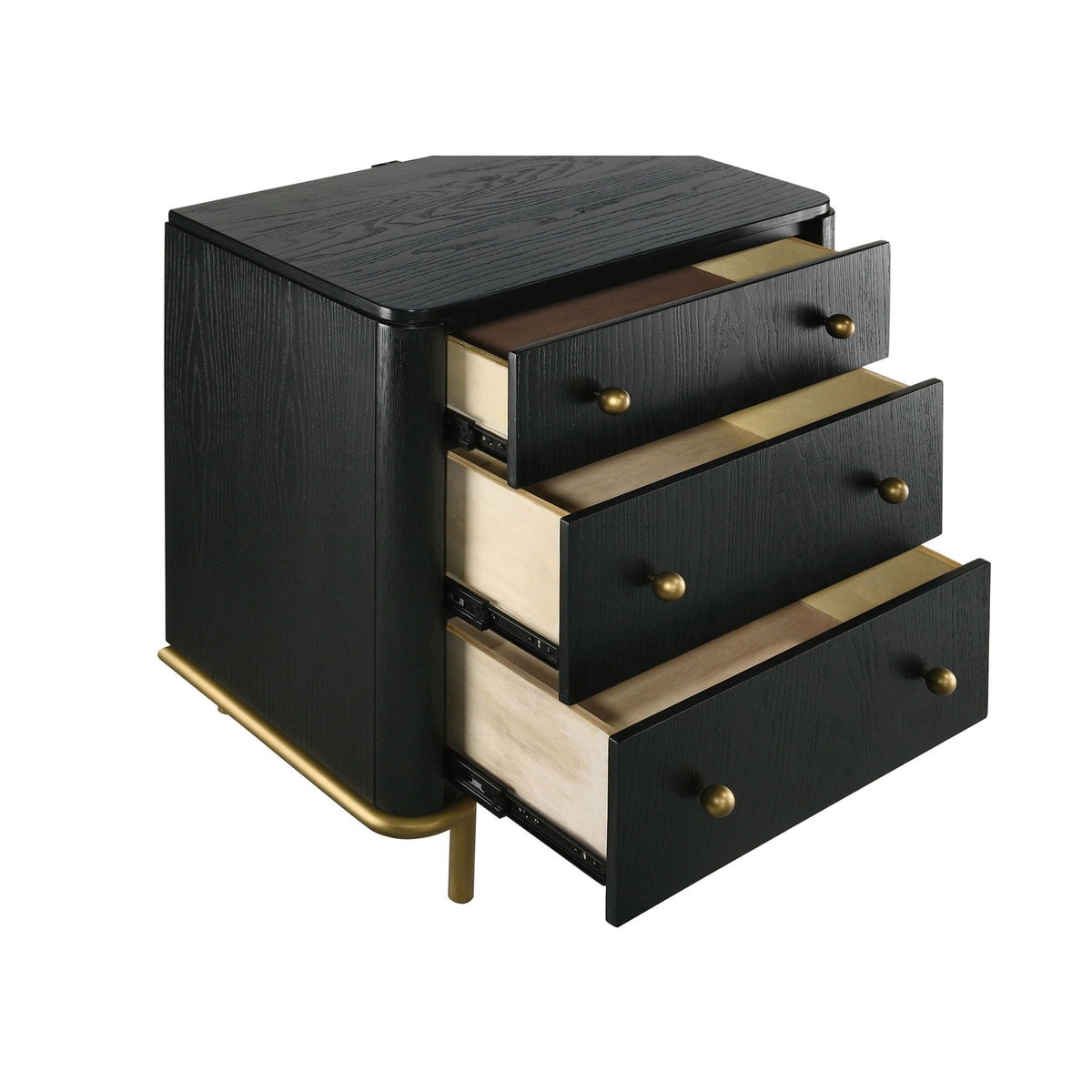 Anser - 3 Drawer Nightstand - Black