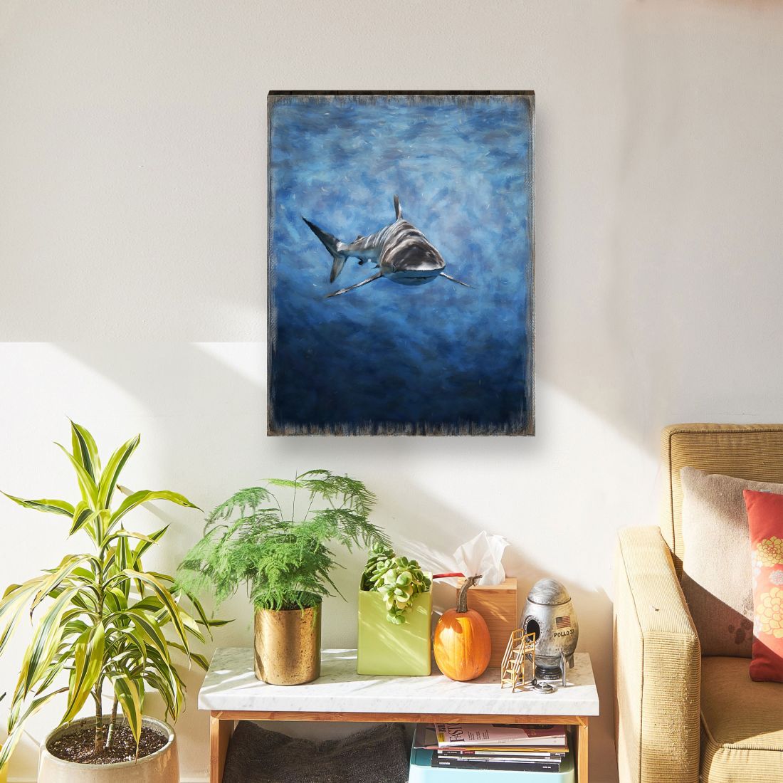 Shark Art Wooden Wall Art by Nature Wonders - Nature Wildlife Decor  - 95389B