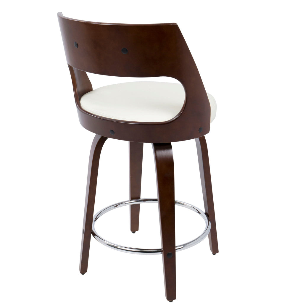 Cecina - Mid-Century Modern Fixed Height Counter Stool With Swivel And Round Footrest (Set of 2)