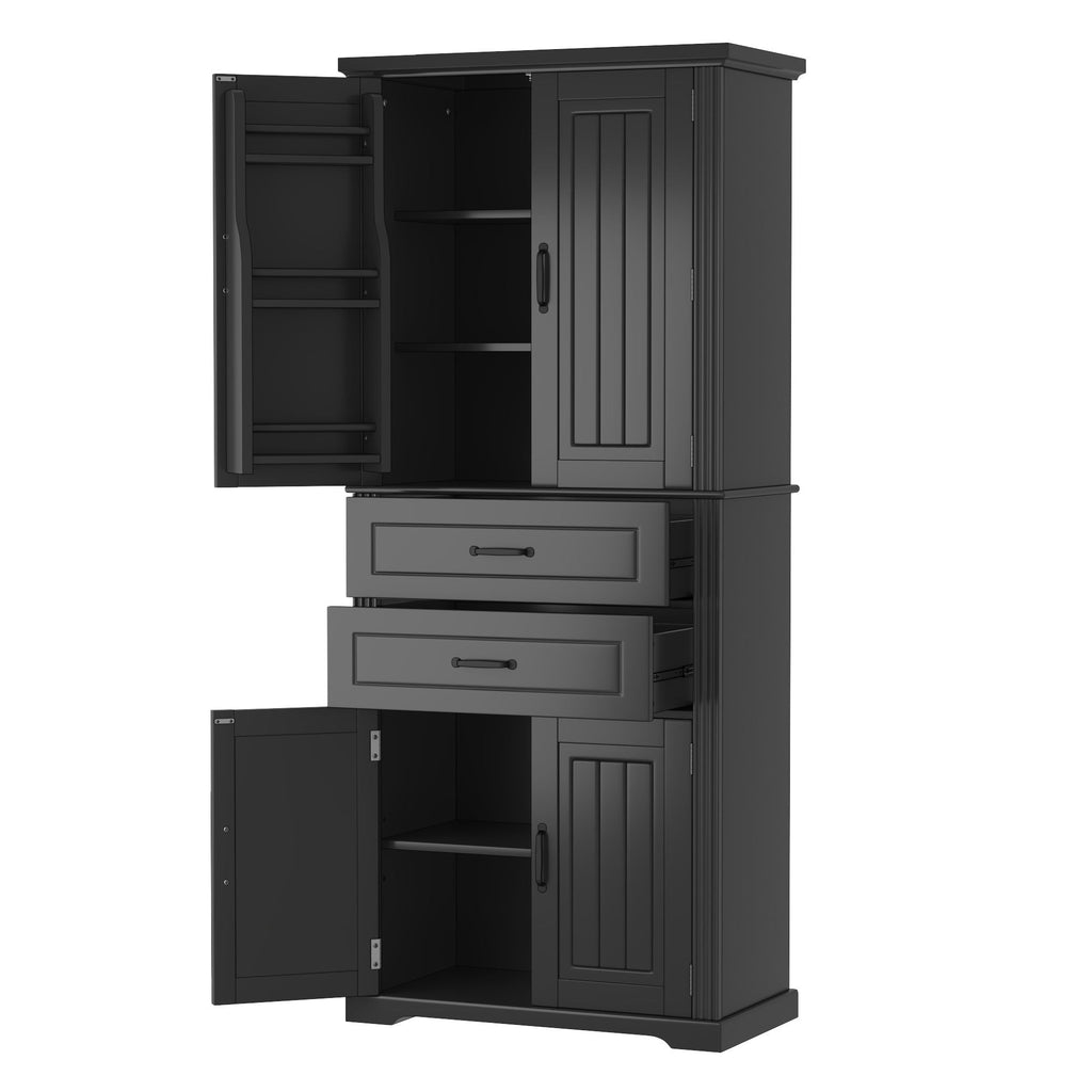 Multi Functional Storage Cabinet With Adjustable Shelves, 2 Drawers, Door Shelves