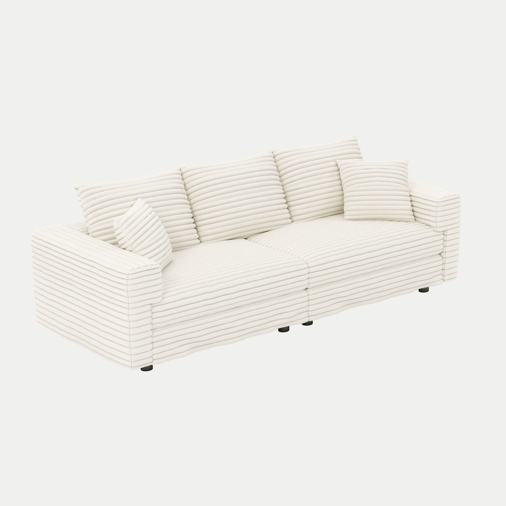 Deep Seat Convertible Sofa With Soft Pillows And Ottomans