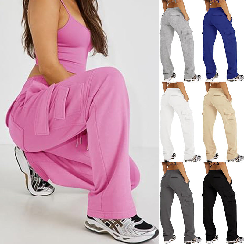 Women's Wide Leg Cargo Pants – High Waist, Multi-Pocket, Loose Fit