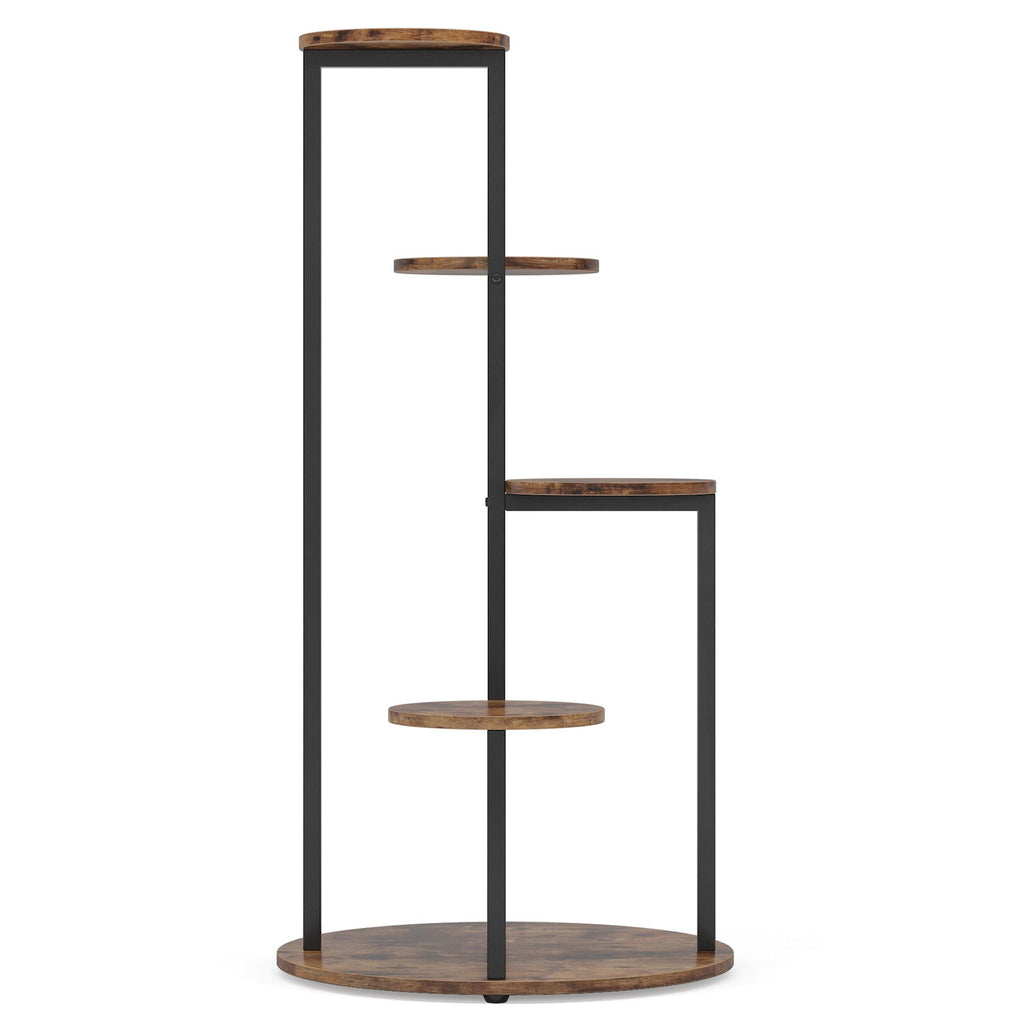 4 Tier Corner Plant Stand For Balcony, Garden & Patio - Rustic Brown