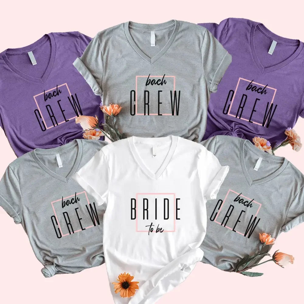 Bach Crew Bride To be Party Bachelorette V-Neck T-shirt