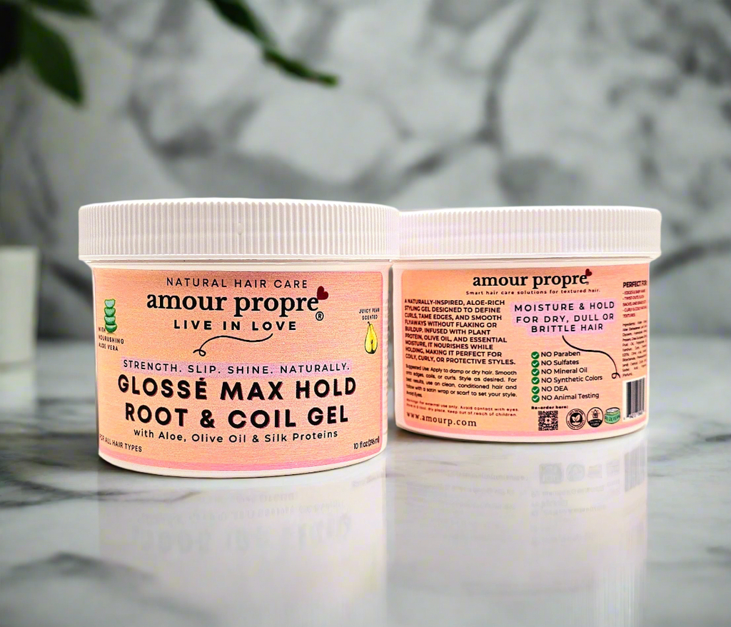 Glossé Max Hold Root & Coil Gel
with Aloe, Olive Oil & Silk Proteins