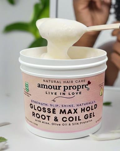 Glossé Max Hold Root & Coil Gel
with Aloe, Olive Oil & Silk Proteins