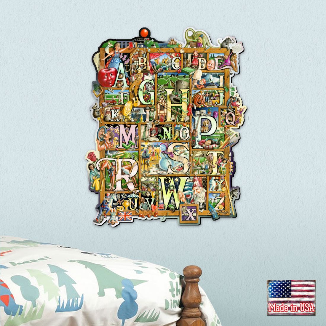 Alphabet Whimsical Wall Art by Laura Seeley - Love Family Kids Decor - 8513007-LS