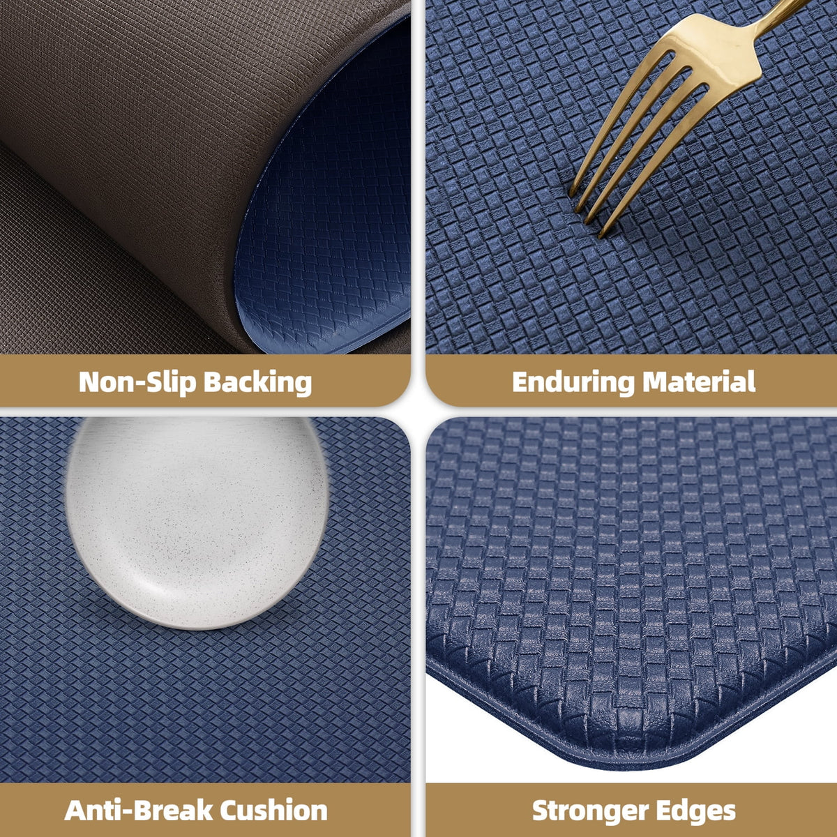 Kitchen Rug and Mat Kitchen Mat anti Fatigue, Non Slips Kitchen Floor Mat, Kitchen Rug or Mat Washable, 17"X 29", Blue