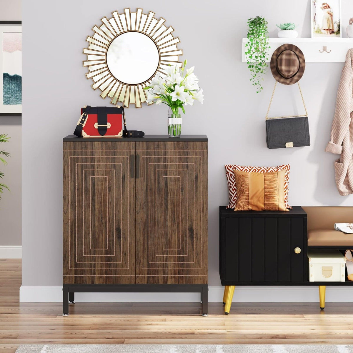 Shoe Cabinet With Doors, 5 Tiers Shoe Storage Organizer