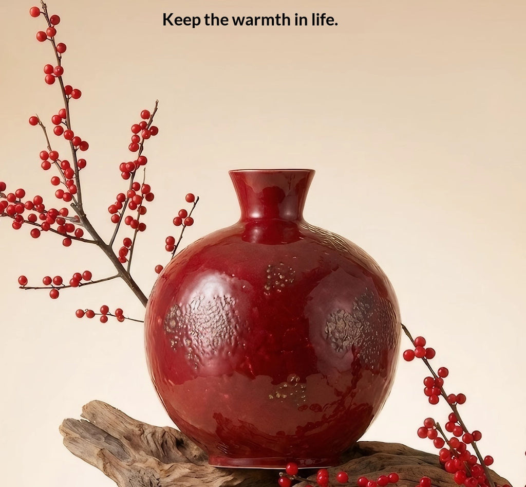 Chinese-Style Big Belly Ceramic Vase – Perfect for Ikebana & Traditional Arrangements