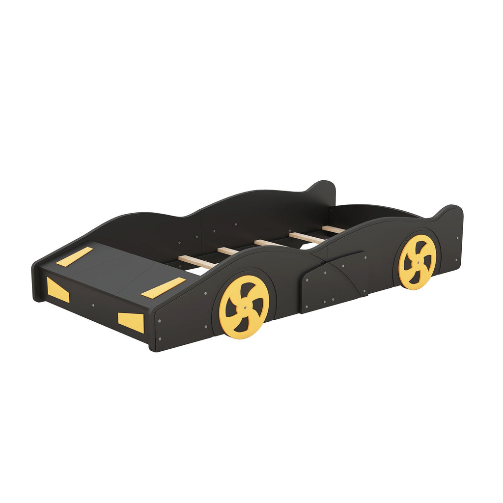 Race Car Shaped Platform Bed With Wheels And Storage
